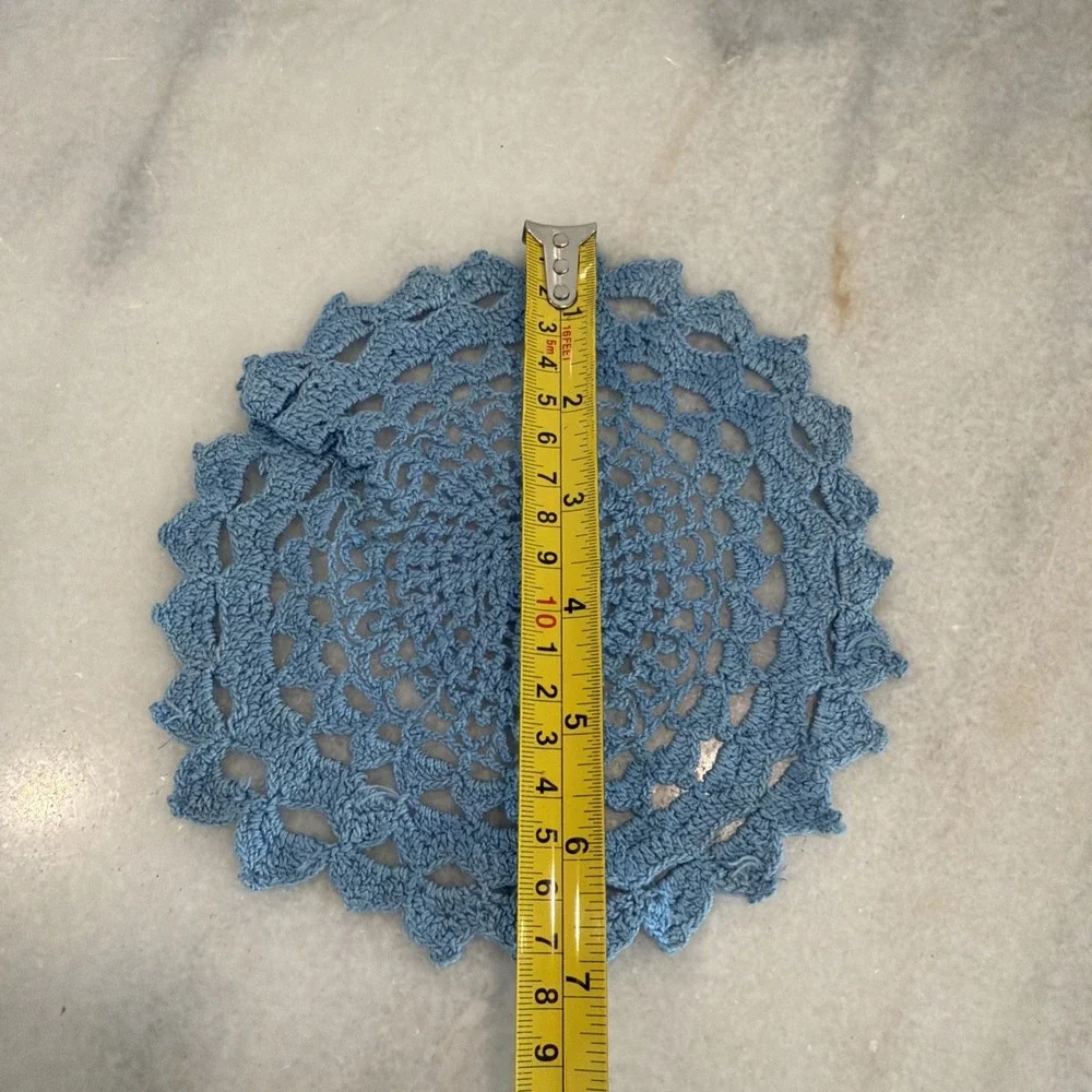 vintage hand crocheted doily Blue